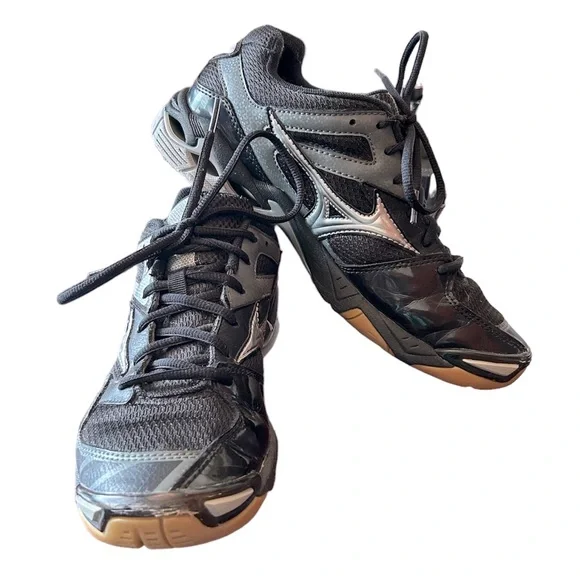 Mizuno Women’s  Black Athletic/Volleyball Sneakers with Silver Logo Mizuno Wave Hurricane 2 Women main image 3